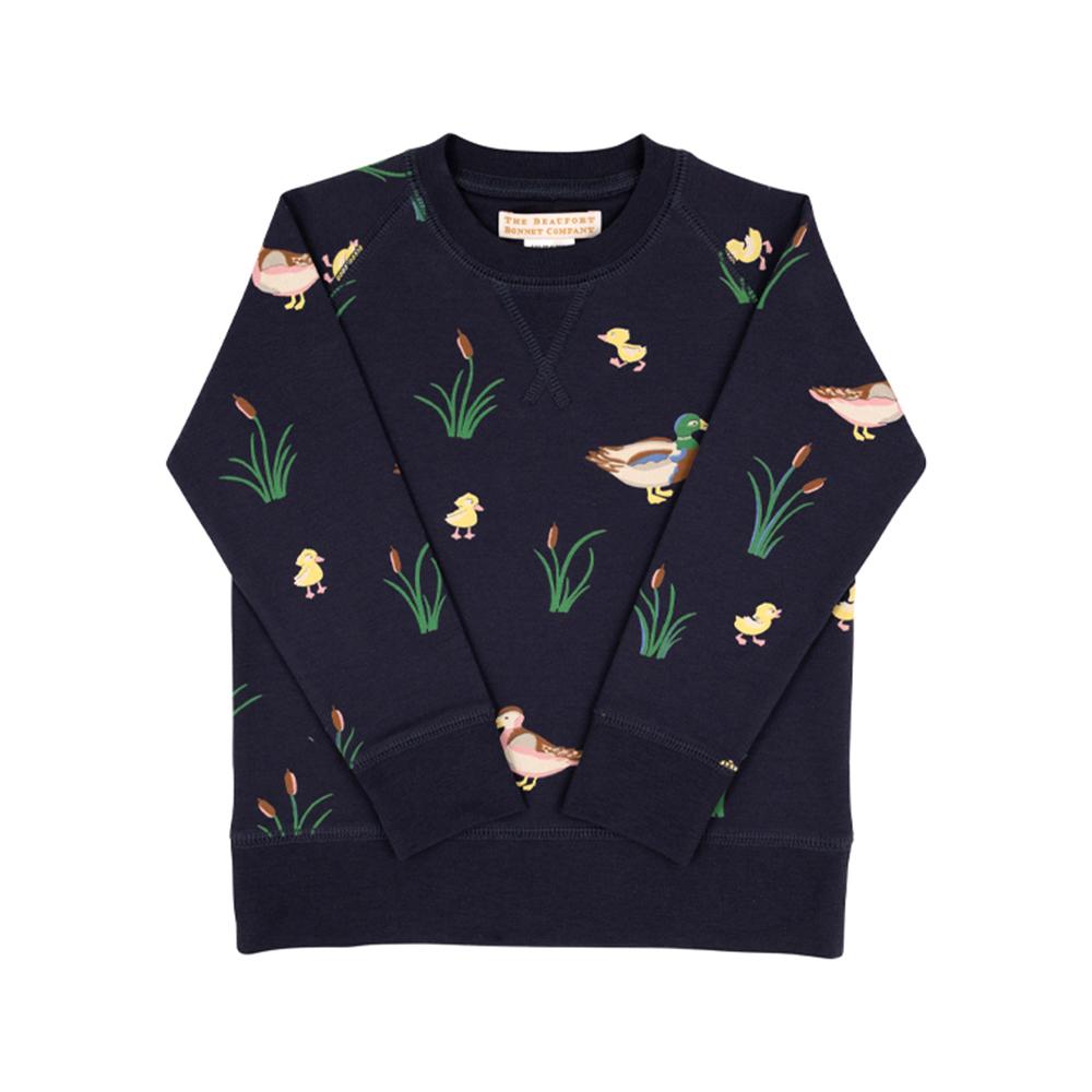 Cassidy Comfy Crewneck Montgomery Mallard With Nantucket Navy