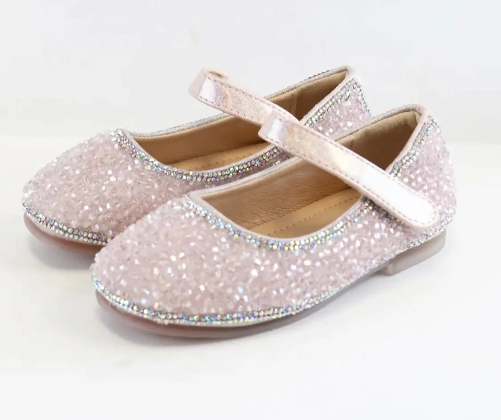 Pink Stone Flat Dress Shoes