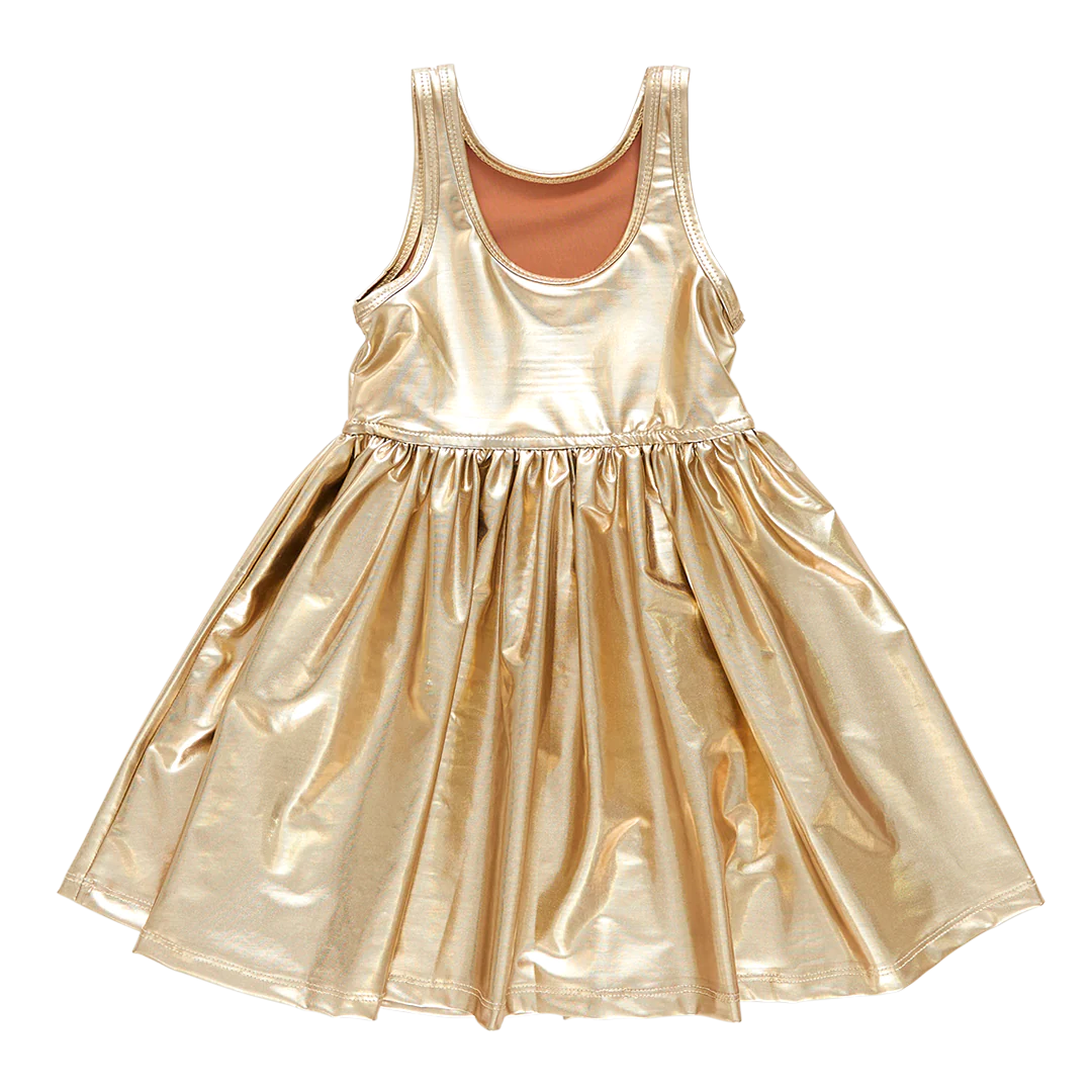 Girls Liza Lame Dress - Gold