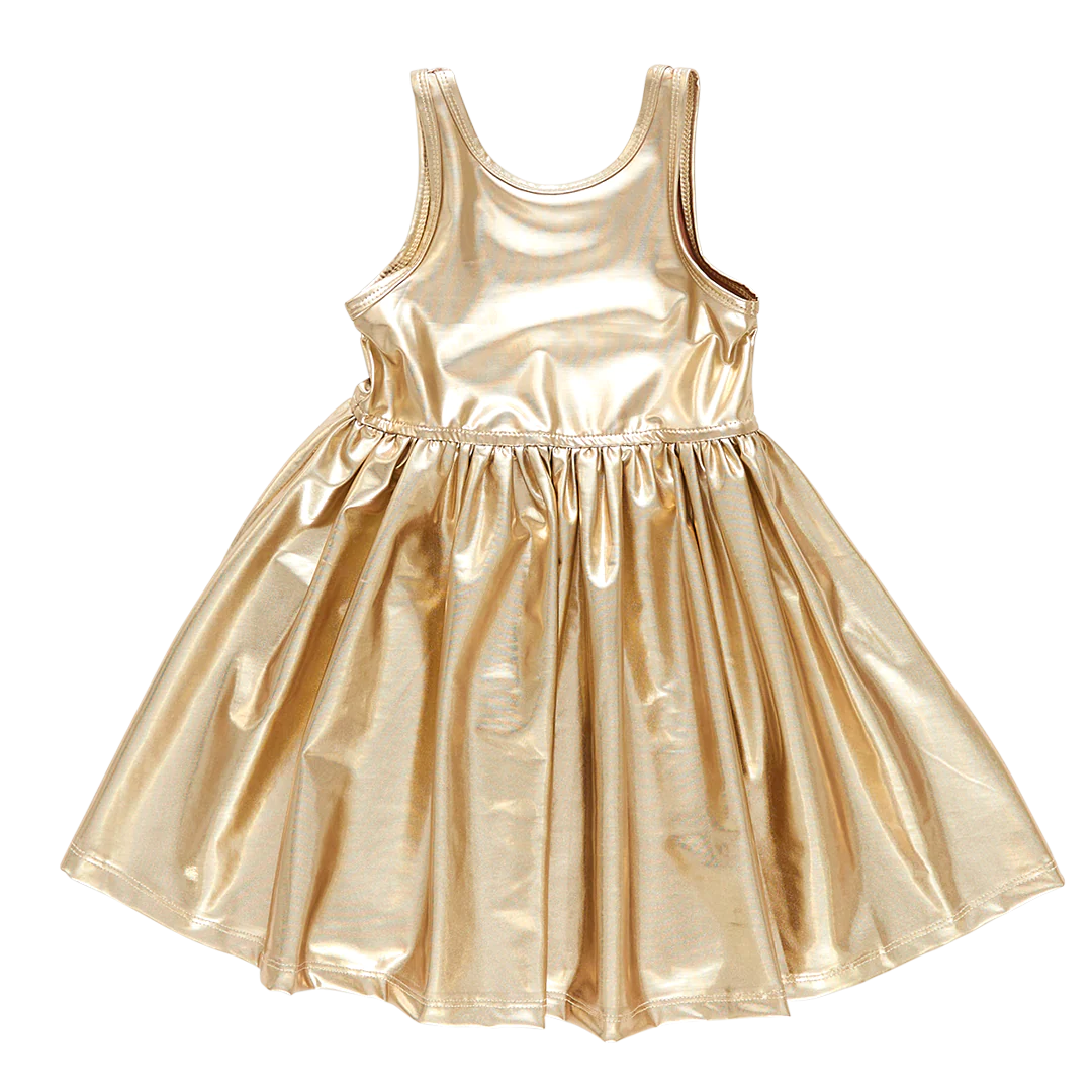 Girls Liza Lame Dress - Gold