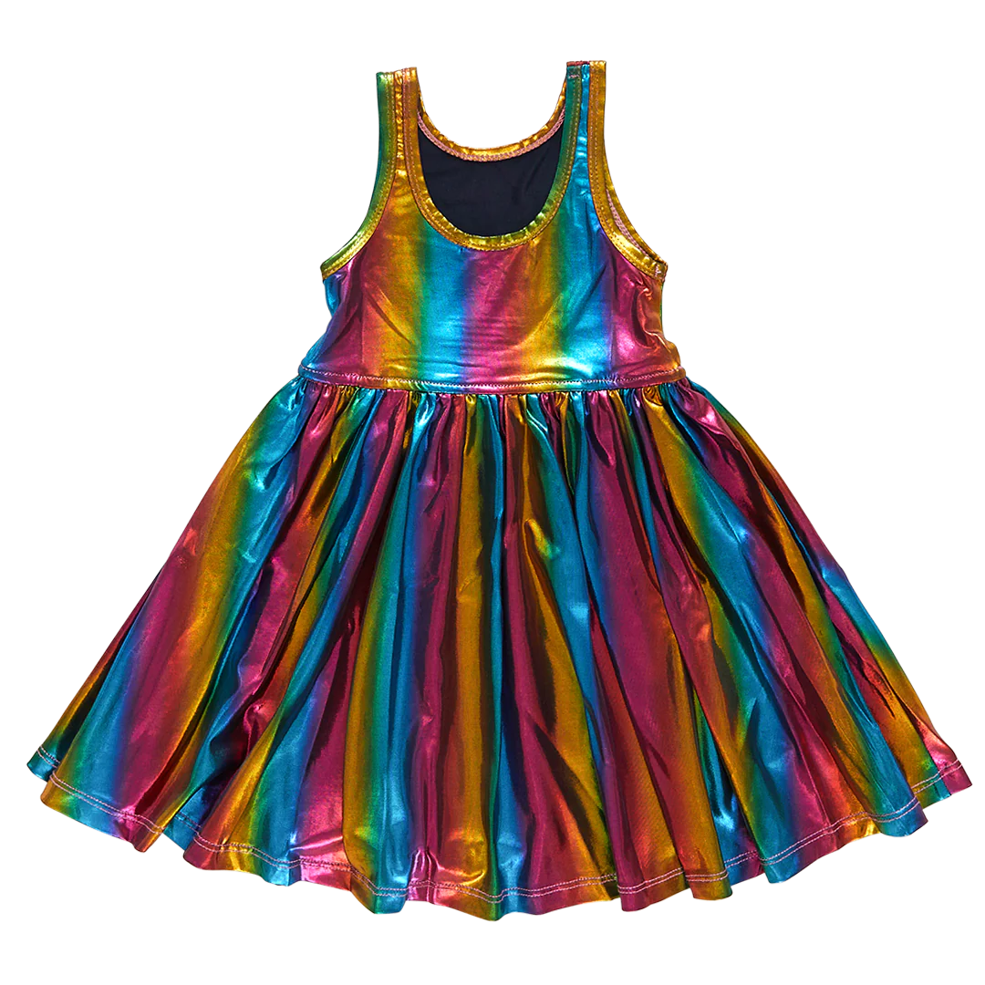 Girls Liza Lame Dress - Rainbow