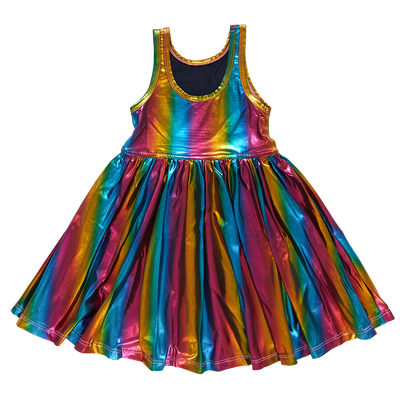 Girls Liza Lame Dress - Rainbow