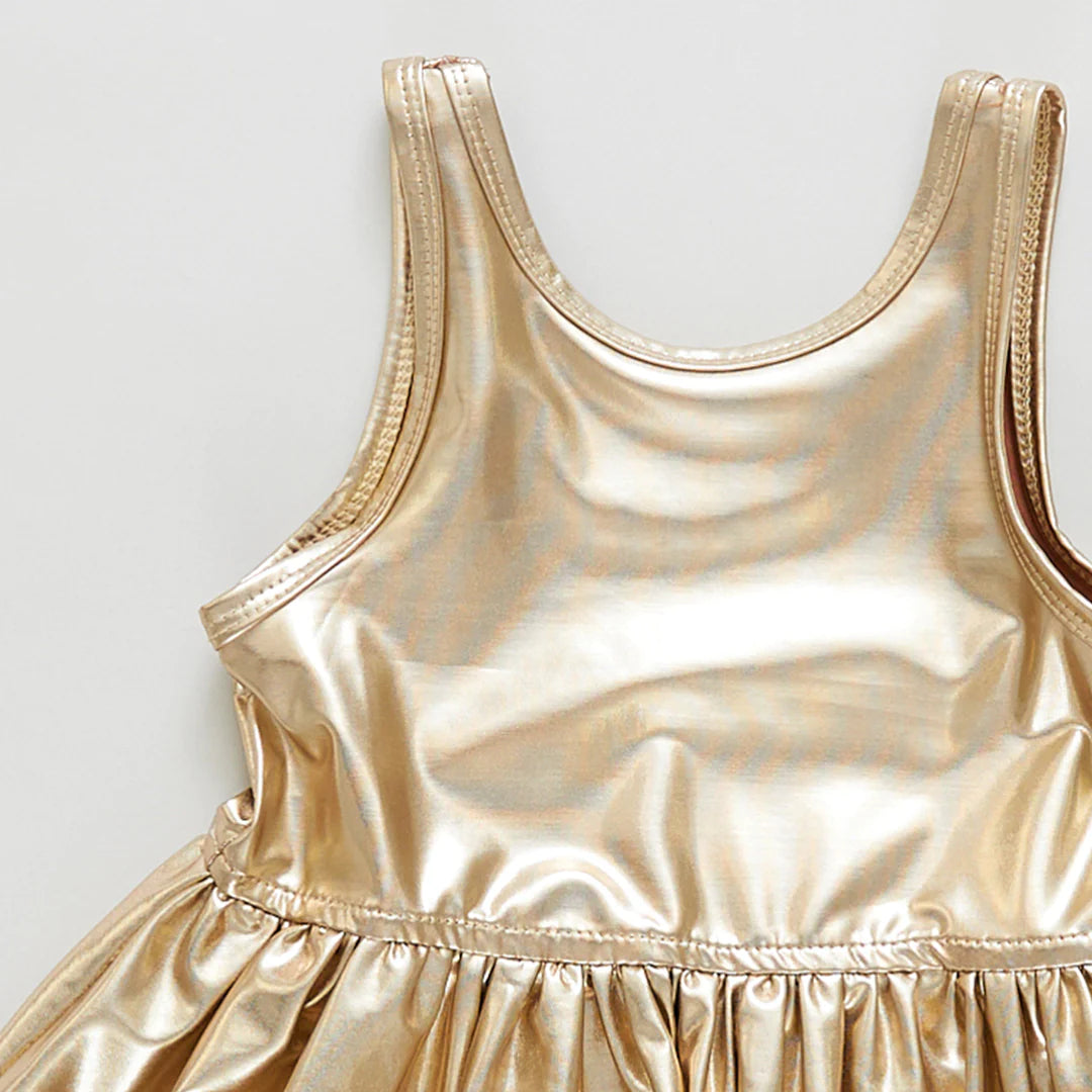 Girls Liza Lame Dress - Gold Confetti Kids Girls Liza Lame Dress - Gold Confetti Kids