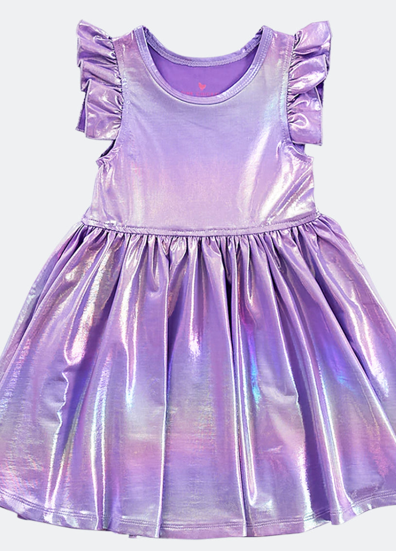 Ruffle Steph Dress - Iridescent Purple