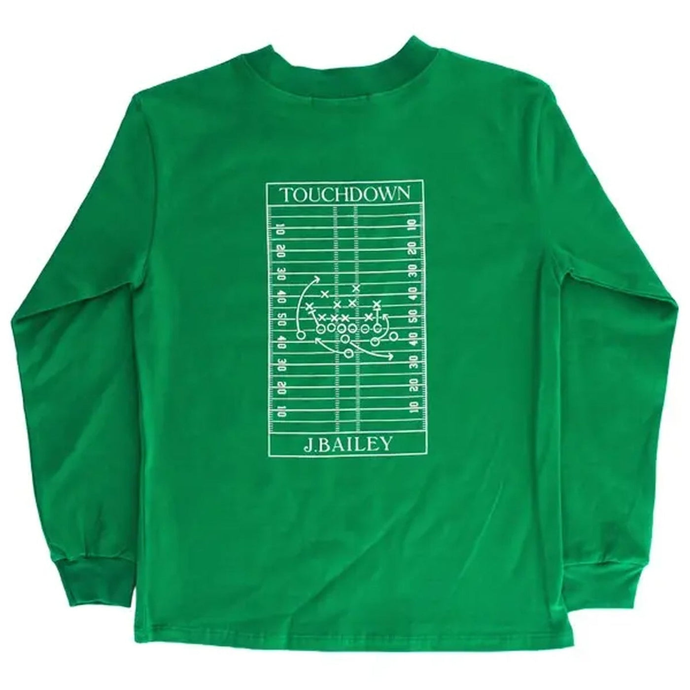 J. Bailey Long Sleeve Logo Tee- Football on Kelly