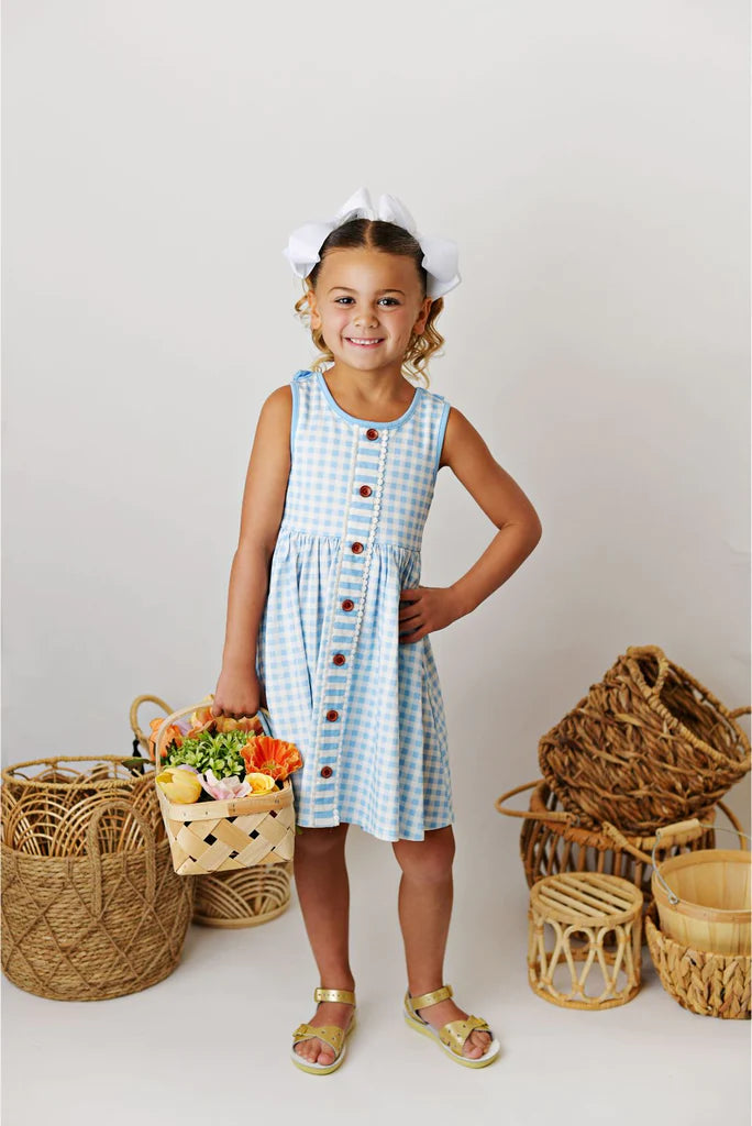 GEORGIA PEACH GINGHAM DRESS