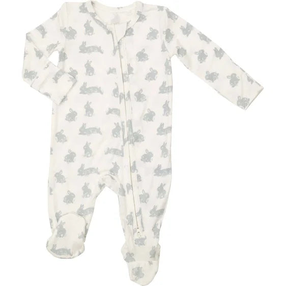 Grey Bunnies 2-Way Zipper Footie