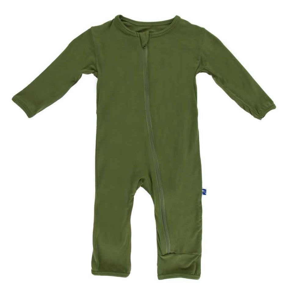 Solid Coverall with Zipper - Moss