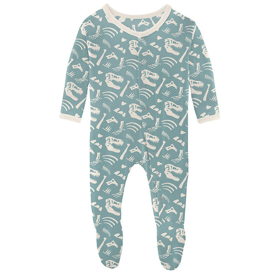 Print Footie with Zipper Jade Bones