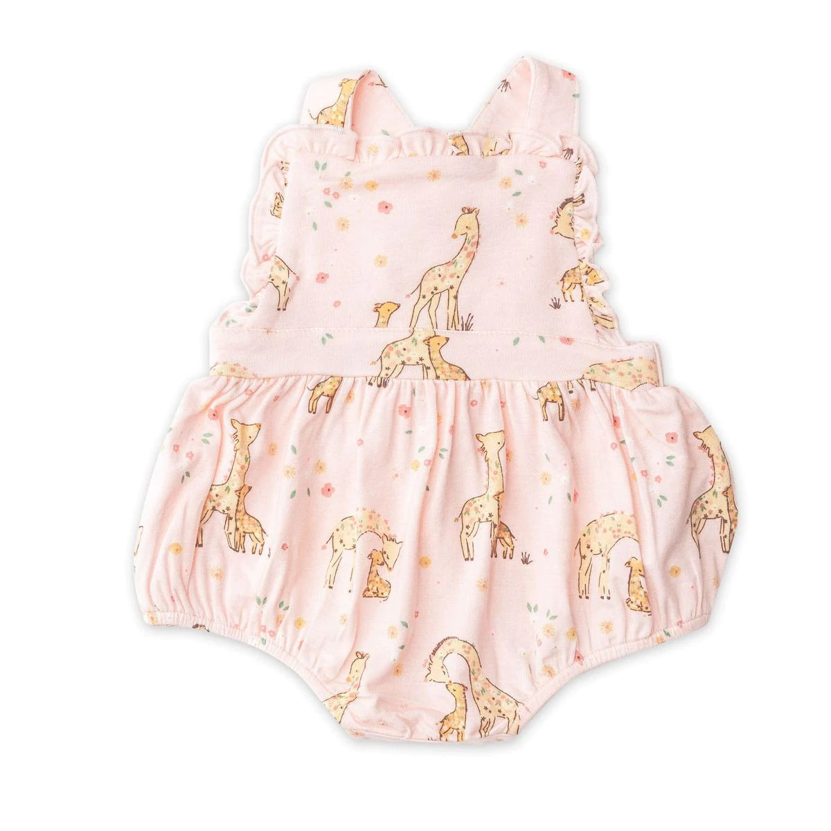 RUFFLE SUNSUIT - PINK GIRAFFES