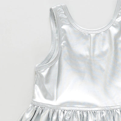 Girls Liza Lame Dress - Silver